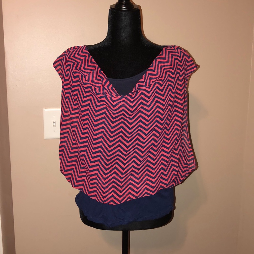 Chevron Cowl Neck Blouse
